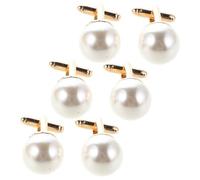 HEMOTON Gemelos de Metal para Hombre, 3 Pares Perlas de Imitación Doradas, Botones de Puño Clásicos para Camisa de Vestir y Esmoquin, Accesorios Elegantes para Negocios y Bodas