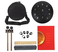 HEMOTON Instrumento de Lengua de Acero al Carbono de 8 Pulgadas 11 Notas, Percusión Negra para Yoga y Meditación, Melodía Única y Superficie Lisa sin Marcas