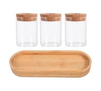 HEMOTON Jarrón Hidropónico de Vidrio Redondo con Tapa y Soporte | Bambú y Vidrio, Boca Ancha, Base Baja Estable, para Agua Visible y Crecimiento, Hogar y Estantería