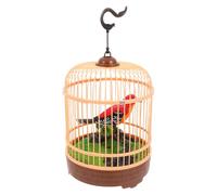 HEMOTON Jaula de Pájaros Activada por Voz de Plástico, Juguete Eléctrico Interactivo Simulación de Canto, Decoración Colgante Hogar, Juguete Único y Divertido