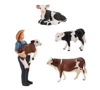 HEMOTON Juego de 4 Figuras de Ganado de Granja, Modelo de Vaca de Simulación Artesanal, Juguetes de Colección, Figuras Realistas para Aprendizaje y Juego Educativo