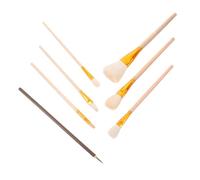 HEMOTON Juego de 7 Pinceles para Pintar de Lana y Madera Mangos Ergonómicos, Tamaños Variados para Acuarela y Técnicas Artísticas en Lienzo y Cerámica