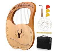 HEMOTON Juego de Arpa de Lira de 19 Cuerdas para Principiantes con Llave de Afinación y Bolsa de Madera Resistente para Instrumentos Musicales Portátiles