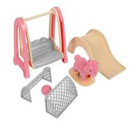 HEMOTON Juego de Columpio y Tobogán para Casa de Muñecas, Mini Caballo Mecedor de Abs y Metal, Decoración Realista para Accesorios de Miniaturas, Juguetes Creativos, Set Compacto