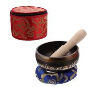 HEMOTON Juego De Cuencos Hechos a Mano Para Meditación y Yoga, Cuenco Sonoro Tibetano De 9,5 Cm Con Palo De Madera, Cojín Color y Caja De Almacenamiento, Kit Completo Para Relajación y Espiritualidad