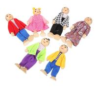 HEMOTON Juego de Figuras de Madera para Casa de Muñecas, Muñequitos Familiares Diminutos de 6 Piezas Miembros Articulados, Juguetes de rol Educativos para Pequeños, Decoración de Mesa