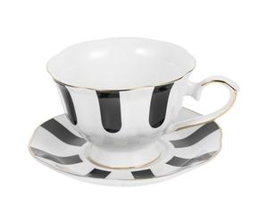 HEMOTON Juego de Taza de Café y Té de Cerámica Estilo Retro Vintage, Set de 1 con Platillo, Adecuado para Tardes de Té en Familia Entretener Invitados