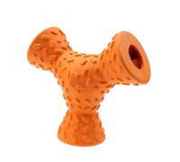 HEMOTON Juguete para Perros de Goma Resistente Forma Triangular y 3 Agujeros, Dispensador de Comida para Morder y Limpieza Dental Durante el Juego Alimentación Color Aleatorio