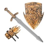 HEMOTON Juguetes De Armaduras y Armas Conjunto De Disfraz De Espada y Escudo para Accesorios De Cosplay De Batalla para rol y Fotos