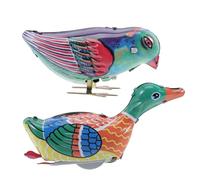 HEMOTON Juguetes de Cuerda para 2 Piezas de Hierro Mecanismo de Relojería sin Batería Diseño de Urraca y Pato Divertido Juguetes Educativos Novedosos de Metal para Obsequio Infantil