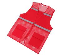 HEMOTON Malla Reflectante Chaleco y Bolsillos con Cremallera Rojo | Poliéster Transpirable, Estructura de Malla Tupida, Protección y Uso Versátil, para Construcción y Actividades al Aire Libre