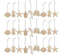 HEMOTON Manualidades de bricolaje madera 60 piezas con adornos de animales marinos para decoración de fiestas y actividades para y adultos con acabado suave sin astillas