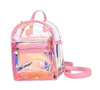 HEMOTON Mochila Mini Transparente Iridiscente para Niñas Bolso Holográfico Multifuncional Ligera y Versátil para Fiestas y Uso Diario