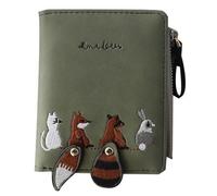 HEMOTON Monedero Plegable Pequeño de Piel Sintética Color Verde Oscuro para Mujer Cartera Compacta para Tarjetas y Dinero Bolsa de Cambio Práctica para Uso Diario y Viajes