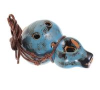HEMOTON Ocarina Cuerda de Cera con Diseño de Calabaza de 6 Agujeros de Cerámica Azul en Tono Alto C y Sonido Resonante, Adecuado para Principiantes y Actividades al Aire Libre