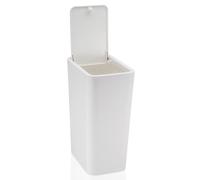 HEMOTON Papelera de Prensa Rectangular de Plástico con Tapa para Oficina | Blanco, Borde para Bolsa y Superficie Lisa, Fácil de Limpiar, para Salón y Junto al Escritorio