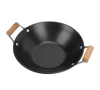 HEMOTON Parrilla de acero inoxidable Sartén Wok de acero al carbono con tapa Sartén española Pequeñas Ollas de mariscos Sartén Paella Wok chino Utensilios de cocina de acero inoxidable Wok Olla