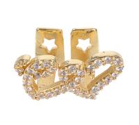 HEMOTON Parrilla de Cobre Doble Corazón y Circonita Joyería Hip Hop para Hombres y Mujeres Accesorios Bucales para Fiestas y Uso Diario Decoración Brillante