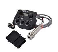 HEMOTON Pastilla Piezoeléctrica para Guitarra Acústica con Preamplificador de 3 Bandas, Control de Volumen y Ecualizador, Afinador Lcd y Carcasa de Plástico Negra
