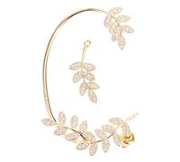 HEMOTON Pendiente Ear Cuff Dorada con Circonitas Micropavé Metal Ligero y Reutilizable Diseño Árbol para Mujer Wrap Ear Climber Elegante para Boda y Fiesta Derecho