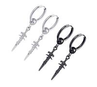 HEMOTON Pendientes Clip Estilo Hip Hop Negro para Hombre y Mujer, 4piezas Ligero y Cómodo, Accesorio de Metal Adecuado para Uso Diario y Regalos de Cumpleaños