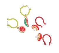 HEMOTON Pendientes de Fruta para Mujer 3D Set de 2 Pares Sandía y Seta Rojos Ligeros Verano Joyas Colgantes Frescos Accesorios para Niñas Fiesta y Uso Diario