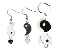HEMOTON Pendientes Yin Yang Tai Chi Colgantes de Aleación para Mujer en Tonos Claros y Oscuros, Joyas de Moda para Chicas Adolescentes en Ocasiones Formales E Informales