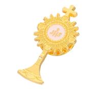 HEMOTON Pin de Solapa Esmaltado Tono Dorado Cruz y Cáliz Santa Comunión, Alfiler Religioso Católico Unisex, Broche Elegante para Traje de Comunión, Accesorio Ceremonial