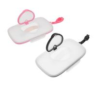 HEMOTON Porta Toallitas Húmedas para Bebés Portátil 2 Piezas, Caja Recargable de Plástico Tapa Sellada, Diseño de Corazón, Adecuado para Viaje y Cambio de Pañales al Aire Libre,