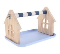 HEMOTON Puesto de Entrenamiento para Loros Plataforma de Descanso para Pájaros Soporte de Madera con Bandeja Recogedora Percha Texturizada para Loros Mesa Jaula