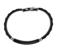 HEMOTON Pulsera de Hombre Pulsera Deportiva de Silicona de Acero Inoxidable, Negra, Fácil de Quitar, Tacto Suave, para Hombres y Street Dancers, Bar y Band