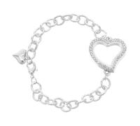 HEMOTON Pulsera de Recuerdo con Colgante de Foto Forma de Corazón Ajustable Cristales Brazalete de Aleación para Mujer Joyería con Marco Abierto para Fotos Regalo Sentimental para