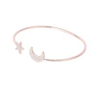 HEMOTON Pulsera Luna Ajustable Gemas de Imitación Brazalete Abierto Diseño de Estrellas y Luna Oro Rosa Pulsera Decorativa Brillante para Mujer Fiestas y Uso Diario