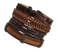 HEMOTON Pulsera Trenzada de Cuero Ajustable, Kit de 4 Piezas para Hombre y Mujer, Brazalete Artesanal Vintage, Conjunto Diy, Color Natural, Tamaño Único, Adecuado para Uso Diario