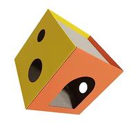 HEMOTON Rascador para Gatos Vertical de Sisal, Casa Rascadora en Forma de Cubo, Tamaño 32x32x32 Cm, Color Naranja Amarillo, para Interior y Gatos Pequeños