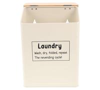 HEMOTON Recipiente Magnético para Detergente de Ropa con Tapa de Bambú | Caja Sellada, Blanco, Hierro y Imanes Suaves, para Cuarto de Lavado y Acceso Rápido