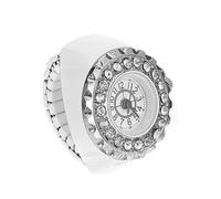 HEMOTON Reloj de Anillo Decorativo Resistente al Óxido y Difícil de Romper Gemas para Mujer, Aleación de Zinc Blanco Elegante para Uso Diario
