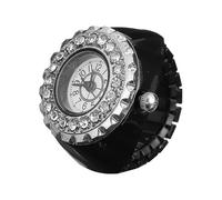 HEMOTON Reloj de Anillo Elegante para Mujer en Aleación de Zinc Negra, Diseño Único y Creativo, Resistente Oxidación y Difícil de Romper para Uso Diario