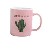HEMOTON Taza De Cerámica Rosa Diseño De Cactus Para Café Té y Bebidas Apta Para Uso Diario Casa y Oficina Cómoda y