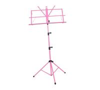 HEMOTON Trípode Plegable Para Partituras Ajustable En Altura, Soporte Metálico Resistente Pies Antideslizantes, Color Rosa Compacto y Ligero Para Música y Transporte Fácil