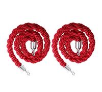 Hemp Braided Queen Barrier Ropes,2 Packs 3 4 5 6 7 8 9 10 11 13 16 Feet Twisted Rope, Barrier Ropes with Hooks for Hotel, Concerts, Theater, Red(500cm/16.4ft)