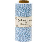 Hemptique Bakers Twine - Bobina de hilo de algodón de fuerza media (125 m, 50 g, grosor aprox. de 1 mm), color azul claro y blanco
