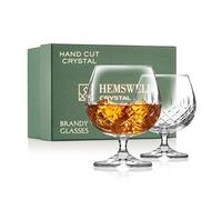 Hemswell Crystal Juego de 2 vasos de brandy de cristal cortado para coñac