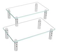 Hemudu 2 Soportes para Monitor, Elevadores de Monitor de Altura Ajustable, Soporte Monitor Escritorio para Computadora, Elevador Pantalla Ordenador, Grueso Vidrio Templado