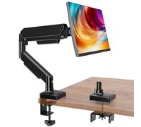 Hemudu Brazo Monitor de Resorte de Gas, Soporte Monitor Escritorio Ajustable para Pantallas de 17 a 32 Pulgadas (hasta 9kg), Compatible con VESA 75/100 mm, con Abrazadera en C