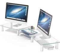 Hemudu Soporte 2 Monitores, Soporte Monitor Escritorio Longitud y Ángulo Ajustables, Soporte para 2 Monitores de Computadora, Elevador de Monitor para PC, Inclinable y Altura Ajustable