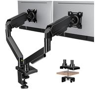 Hemudu Soporte Doble Monitor de Resorte de Gas, Brazo para Monitores Ajustable de Escritorio (hasta 9kg) para Pantallas de 17 a 32 Pulgadas, Compatible con VESA 75/100 mm, con Abrazadera en C