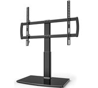 Hemudu Soporte Pie TV Universal, Peanas para Televisiones 32 a 70 Pulgadas, Soporte TV Mesa Altura Ajustable de 4 Niveles, Base de Cristal Templado de Alta Resistencia, MAX 50 Kg, MAX Vesa 600x400 mm