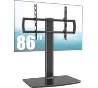 Hemudu Soporte Pie TV Universal, Peanas para Televisiones 40 a 86 Pulgadas, Soporte TV Mesa Altura Ajustable de 5 Niveles, Base de Cristal Templado de Alta Resistencia, MAX 60 Kg, Max Vesa 600x400 mm