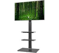Hemudu Soporte TV Pie Universal, Soporte TV Suelo para Televisores de 19 a 43 Pulgadas, Soporte Giratorio TV 100º, Altura Ajustable de 16 Niveles, Inclinación 25º, hasta 45kg, MAX Vesa 200X200mm